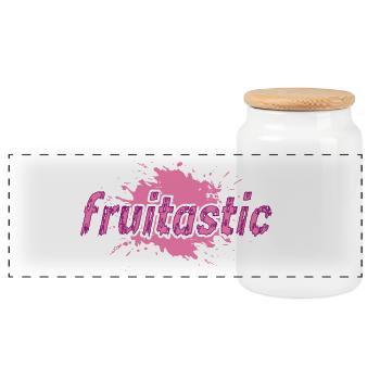 fruitastic claim fresh splash pink - Panoramic Cookie Jar with Wooden Lid - white - Front