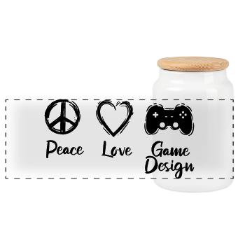 I love game development - Panoramic Cookie Jar with Wooden Lid - white - Front