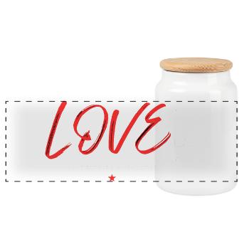 Love basketball red - Panoramic Cookie Jar with Wooden Lid - white - Front