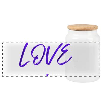 Love basketball blue - Panoramic Cookie Jar with Wooden Lid - white - Front
