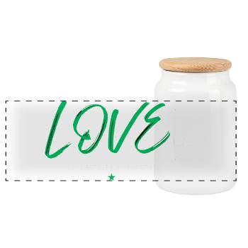 Love basketball green - Panoramic Cookie Jar with Wooden Lid - white - Front