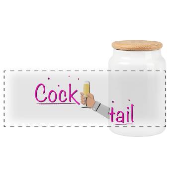 Cocktail Drink Toast Cheers - Panoramic Cookie Jar with Wooden Lid - white - Front