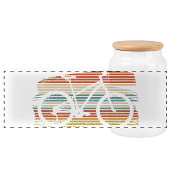 Retro Bike Sunset Stripes - Panoramic Cookie Jar with Wooden Lid - white - Front