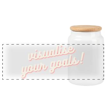 Visualisiere deine Ziele Motivation Mindset Shirt - Panorama Keksdose mit Holzdeckel - Weiß - Vorne