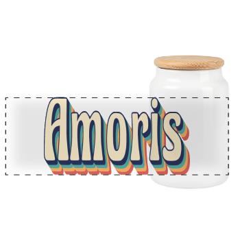Vintage retro Amoris t-shirt t-shirt gift idea - Panoramic Cookie Jar with Wooden Lid - white - Front