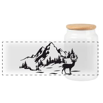 Montagnes - Boîte à biscuits avec couvercle en bois - blanc - Devant