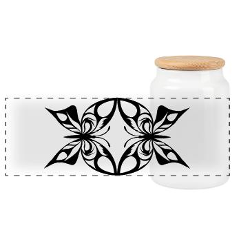 Bonbon papillons. - Boîte à biscuits avec couvercle en bois - blanc - Devant