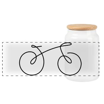 Bicycle Line - Panoramic Cookie Jar with Wooden Lid - white - Front