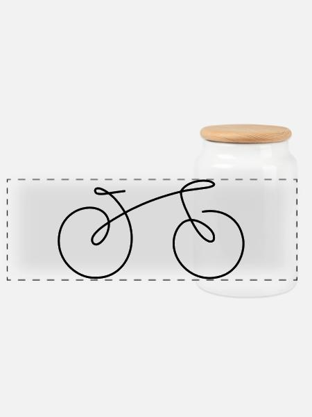 Fahrrad Linie - Panorama Keksdose mit Holzdeckel - Weiß
