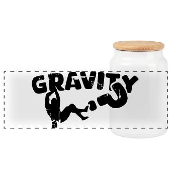 boulder climbing gravity symbol logo training cup - Panoramic Cookie Jar with Wooden Lid - white - Front