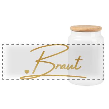 Team Braut! Personalisierbar - Panorama Keksdose mit Holzdeckel - Weiß - Vorne