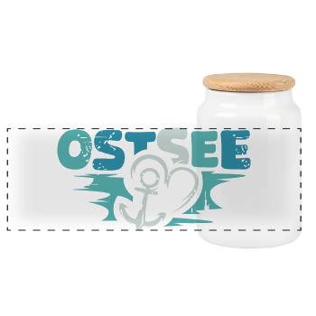 Ostsee Anker retro Liebe Herz vintage Symbol Logo - Panorama Keksdose mit Holzdeckel - Weiß - Vorne