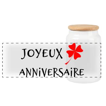 1. 1 year. 1st ANNIVERSARY. 1 YEAR ANNIVERSARY - Panoramic Cookie Jar with Wooden Lid - white - Front