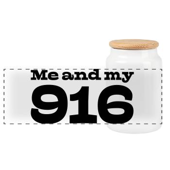 28 Me and my 916 - Panoramic Cookie Jar with Wooden Lid - white - Front