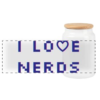 I love Nerds - Panorama Keksdose mit Holzdeckel - Weiß - Vorne