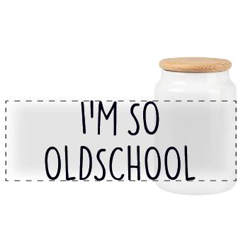 I'M SO OLDSCHOOL - Panoramic Cookie Jar with Wooden Lid - white - Front