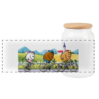 Balade à vélo entre amis - Boîte à biscuits avec couvercle en bois - blanc - Devant
