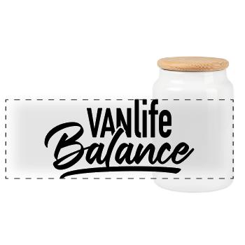 VANlifeBalance - Panoramic Cookie Jar with Wooden Lid - white - Front