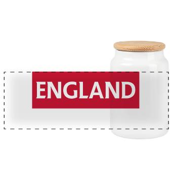 England Blackburn Emblem Design - Panoramic Cookie Jar with Wooden Lid - white - Front