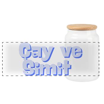 Cay & Simit - Panoramic Cookie Jar with Wooden Lid - white - Front