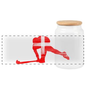 Hockey Switzerland - Panoramic Cookie Jar with Wooden Lid - white - Front