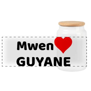 Mwen enmé Guyane - J'aime la Guyane - Boîte à biscuits avec couvercle en bois - blanc - Devant