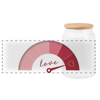 Love Meter – Birthday Edition - Panoramic Cookie Jar with Wooden Lid - white - Front