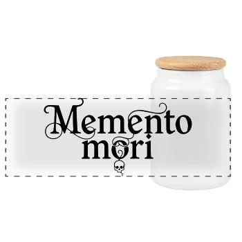 Memento Mori - Stoic Wisdom Philosophy - Panoramic Cookie Jar with Wooden Lid - white - Front
