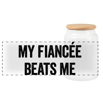 My Fiancée Bangs Me Funny Sarcastic M - Panoramic Cookie Jar with Wooden Lid - white - Front