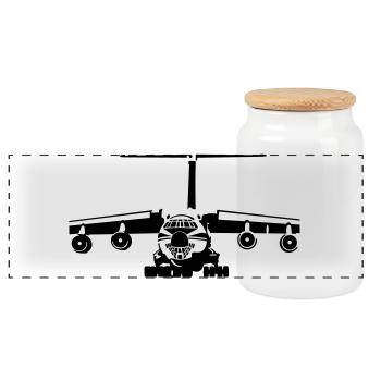 IL-76 - Panoramic Cookie Jar with Wooden Lid - white - Front
