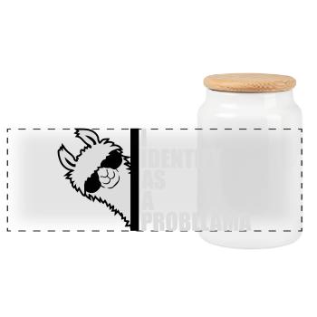 I Identify As A Probllama Cool Lama Problem Spruch - Panorama Keksdose mit Holzdeckel - Weiß - Vorne