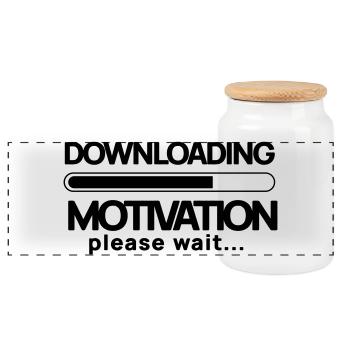 Downloading motivation. Please Wait - Panoramic Cookie Jar with Wooden Lid - white - Front