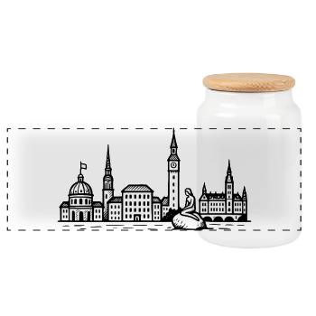 Silhouette de la ville de Copenhague - Boîte à biscuits avec couvercle en bois - blanc - Devant