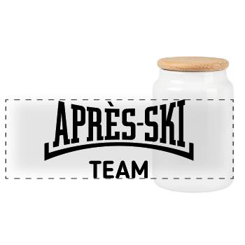 Après-Ski – Team (Apres Ski / Konkav / Black) - Panorama Keksdose mit Holzdeckel - Weiß - Vorne