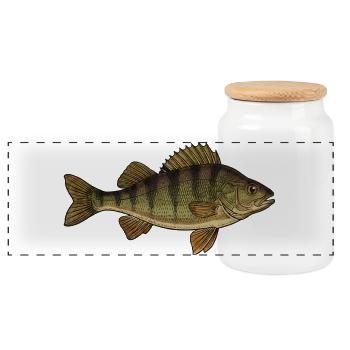 Realistischer Flussbarsch Fisch Vektor - Panorama Keksdose mit Holzdeckel - Weiß - Vorne