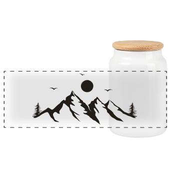 Montagnes - Boîte à biscuits avec couvercle en bois - blanc - Devant