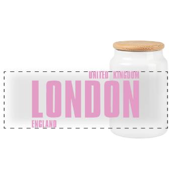 London Pink Bold Typografie - Panorama Keksdose mit Holzdeckel - Weiß - Vorne