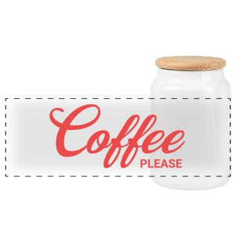 Coffee please - Panoramic Cookie Jar with Wooden Lid - white - Front