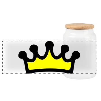 Symbole de la couronne - Boîte à biscuits avec couvercle en bois - blanc - Devant