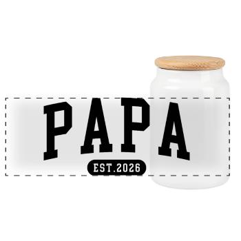 Papa Créé en 2026 Nouveau Papa Maman Grossesse Père 26 ans - Boîte à biscuits avec couvercle en bois - blanc - Devant