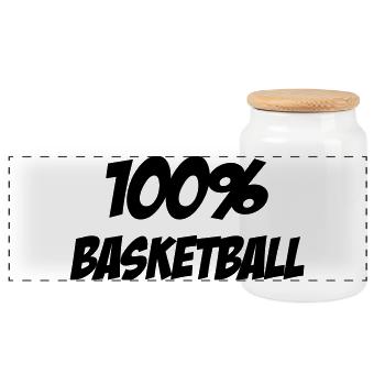 100% basketball – énergie passion terrain  - Boîte à biscuits avec couvercle en bois - blanc - Devant