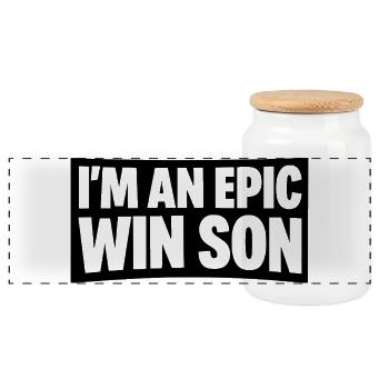epic win son - Panorama Keksdose mit Holzdeckel - Weiß - Vorne