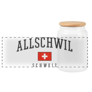 Logo Allschwil drapeau suisse - Boîte à biscuits avec couvercle en bois - blanc - Devant