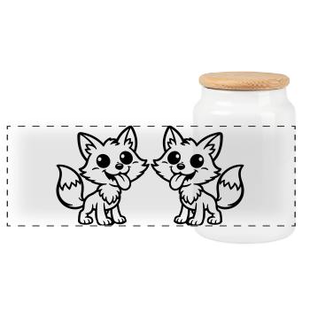 Équipe Fuchs - Boîte à biscuits avec couvercle en bois - blanc - Devant
