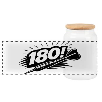 Fléchettes 180 Dart - Boîte à biscuits avec couvercle en bois - blanc - Devant