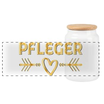Pfleger Herz Pflegeberufe - Panorama Keksdose mit Holzdeckel - Weiß - Vorne