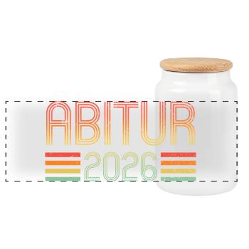 Abi 2026 - Abitur - Don - Boîte à biscuits avec couvercle en bois - blanc - Devant