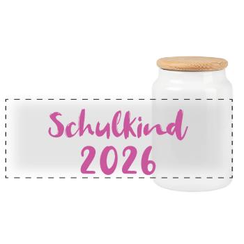 Schoolchild 2026 - Panoramic Cookie Jar with Wooden Lid - white - Front