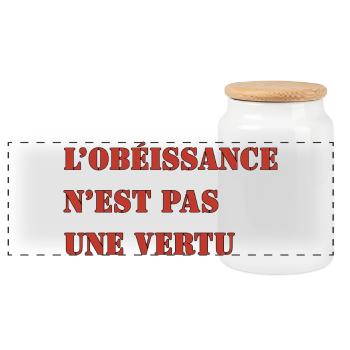 OBEDIENCE IS NOT A VIRTUE - Panoramic Cookie Jar with Wooden Lid - white - Front