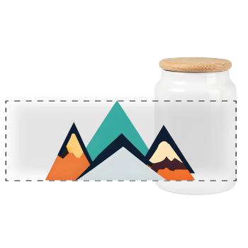 Minimalist Mountain Emblem | Mountains - Panoramic Cookie Jar with Wooden Lid - white - Front